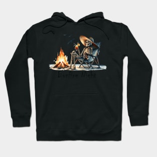 Bonfire Night Skeleton Relaxing by the Fire Camping Smore Hoodie